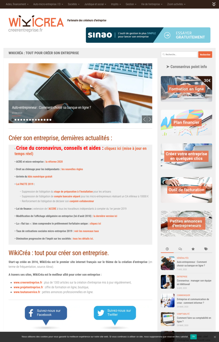 Creer Entreprise Screenshot